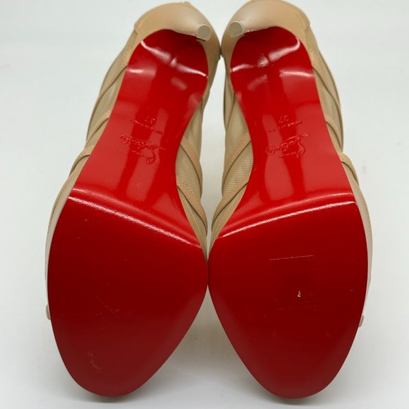 Christian Louboutin DOUX VOILE 120 Leather Mesh Platform Bootie Boot Heels - Picture 12 of 15